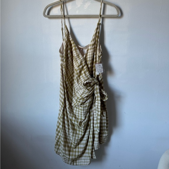 Free People Green Gingham Wrap Dress | NWT - Picture 1 of 7